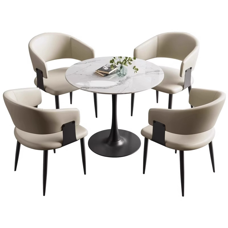 岩板接待洽谈桌椅组合售楼处办公室会议谈判小圆桌子阳台休闲餐桌,淘宝优惠券,粉丝福利购,淘宝优惠卷