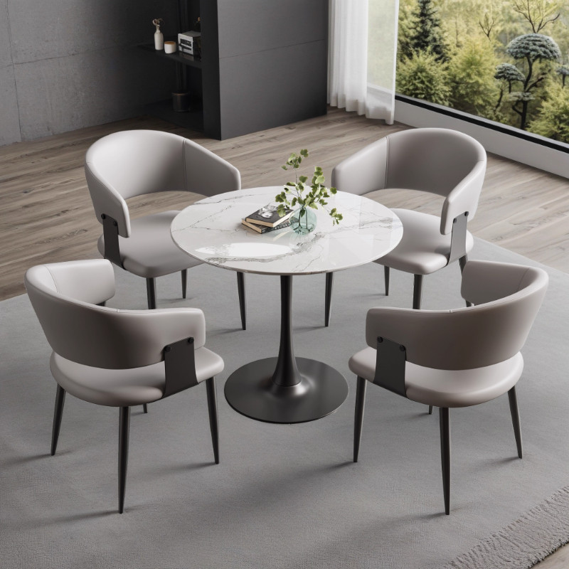 岩板接待洽谈桌椅组合售楼处办公室会议谈判小圆桌子阳台休闲餐桌,淘宝优惠券,粉丝福利购,淘宝优惠卷