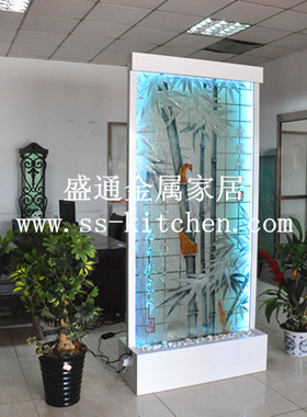 隔断玄关竹报平安雕刻流水屏风