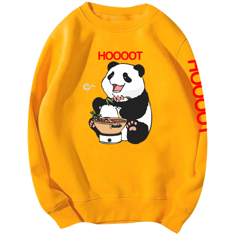 火锅熊猫男女情侣图案卡通套头卫衣 韩督卫衣