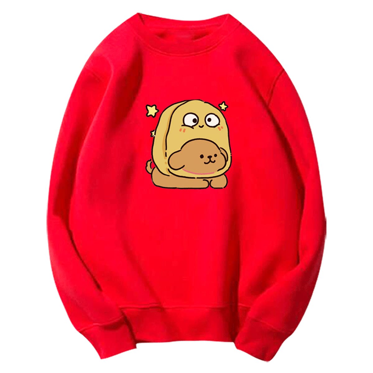 线条小狗联动植物大战僵尸卡通可爱Q版情侣秋冬定制上衣圆领卫衣