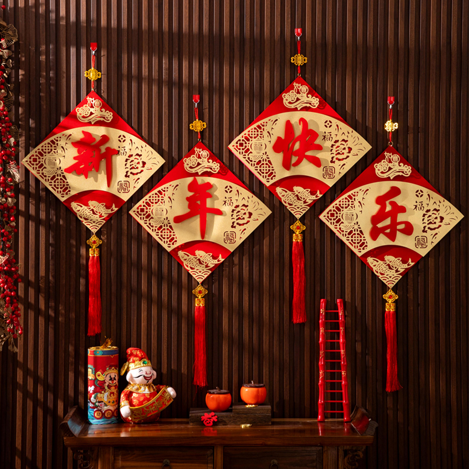 2026马年新年快乐装饰挂件春节店铺木质墙面挂饰过年前台氛围布置,淘宝优惠券,粉丝福利购,淘宝优惠卷