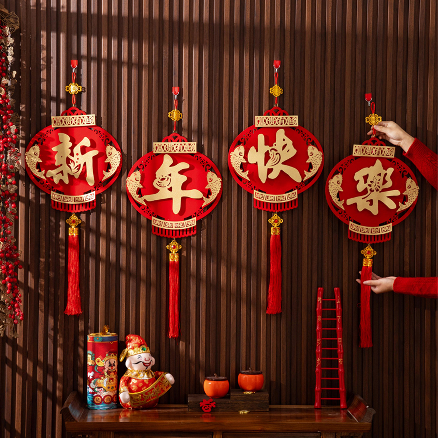 2026马年新年快乐装饰挂件春节店铺木质墙面挂饰过年前台氛围布置,淘宝优惠券,粉丝福利购,淘宝优惠卷