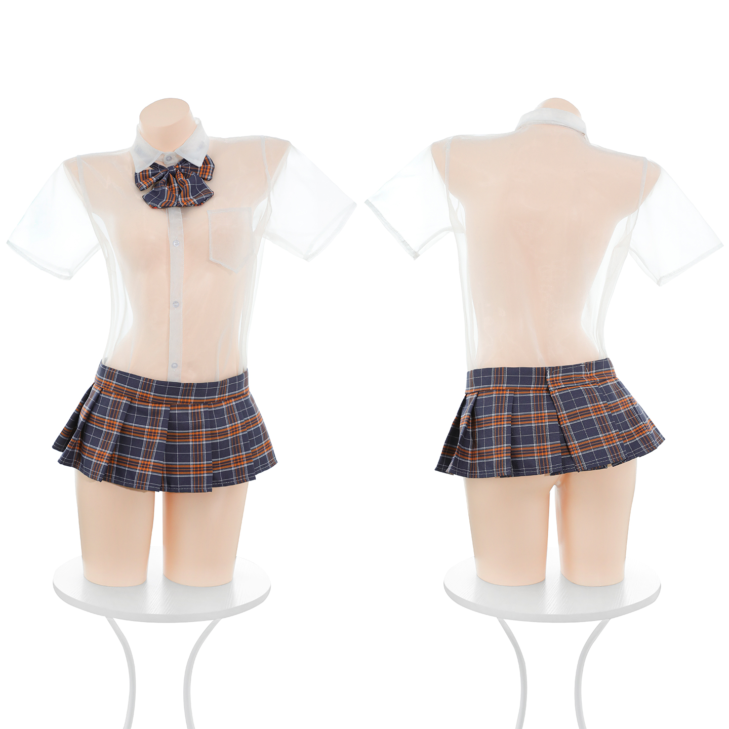 清纯女神校园透视衬衫格子jk套装超短百褶裙免脱制服纯欲诱惑内衣 - 图3
