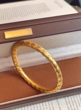 足金999水贝拉丝编织古法黄金手镯手链女版时尚送女友2026新款