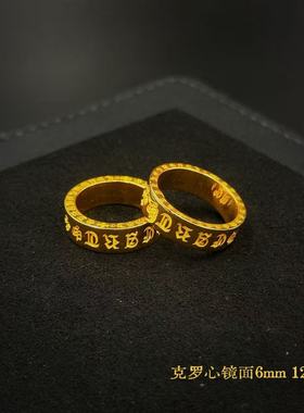 足金999黑金戒指水贝黄金复古做旧戒指情侣对戒送礼物2026新款