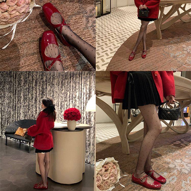 洛可千金2026春秋新款法式方头交叉扣带珍鞋女浅口平底单鞋,淘宝优惠券,粉丝福利购,淘宝优惠卷