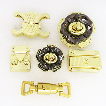 Baihua twist lock button accessories gilt gold stick lock buckle women's bag lock buckle pointed button square wood box