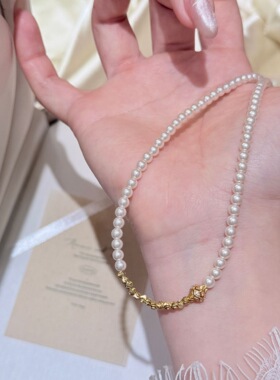 2026新款猫眼珠正圆施家珍珠项链女小众轻奢风个性百搭气质锁骨链