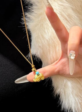 2026新款新中式沙金如意小象项链女小众设计毛衣链长款秋冬百搭