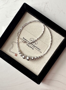 2026新款s925纯银施家珍珠碎银子项链女轻奢渐变锁骨链高级感项链