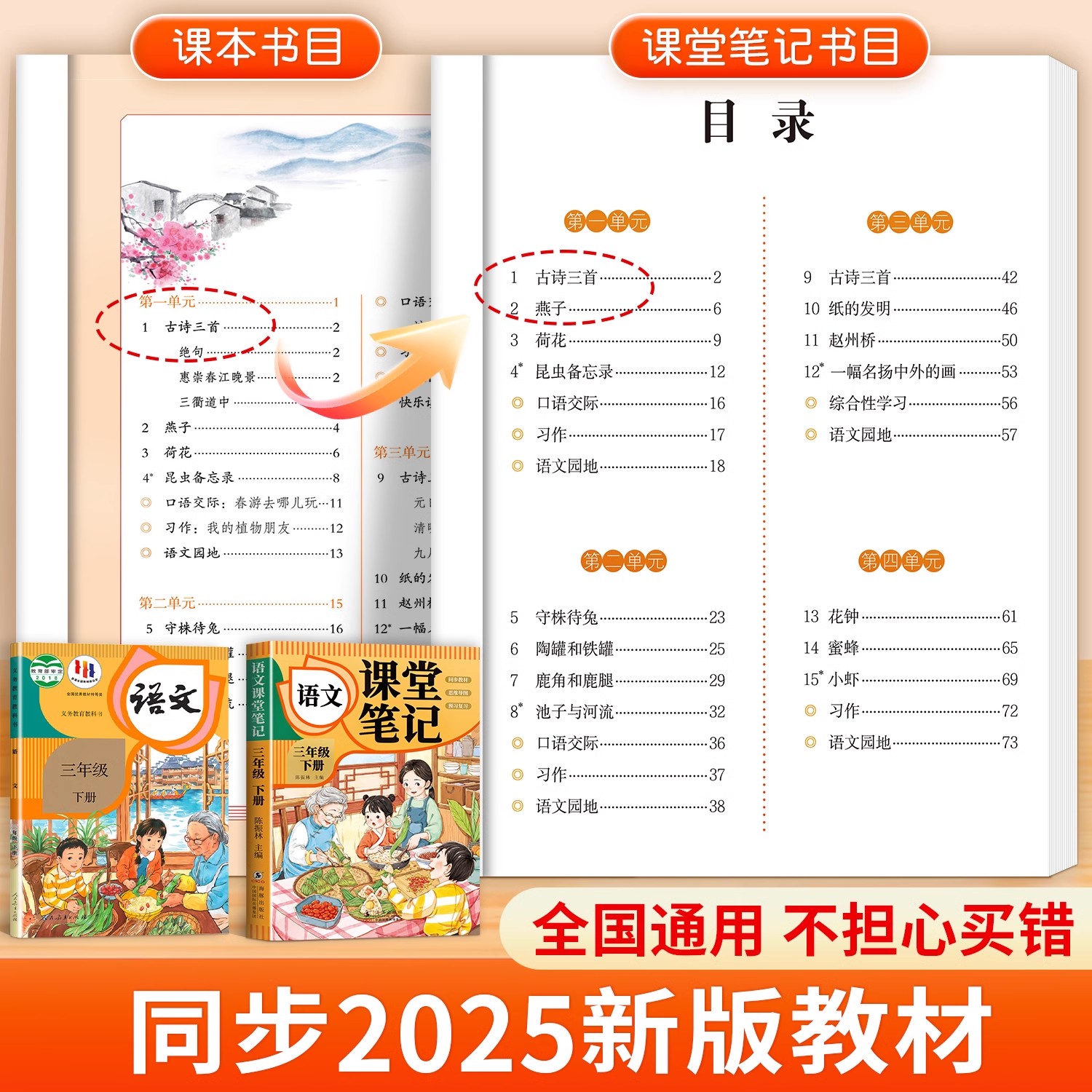 【2025新版】三年级下册课堂笔记人教版 语文数学英语预习同步课本辅导资料三下教材解读全解小学生3年级上册状元黄冈学霸随堂笔记