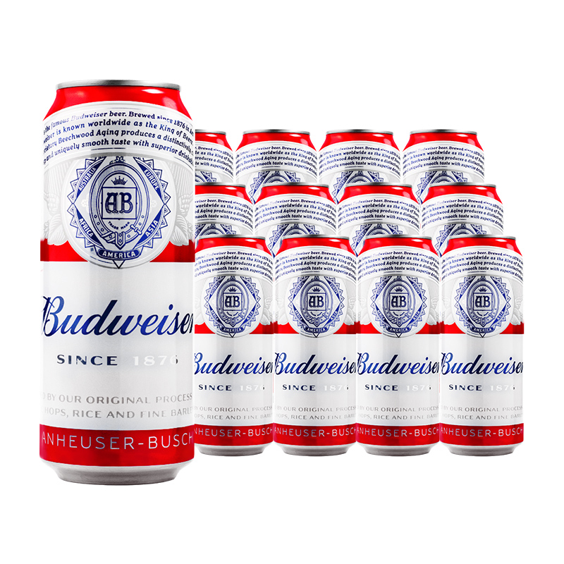 Budweiser百威啤酒经典500ml*12罐易拉罐装百威小麦醇正黄啤酒 - 图3