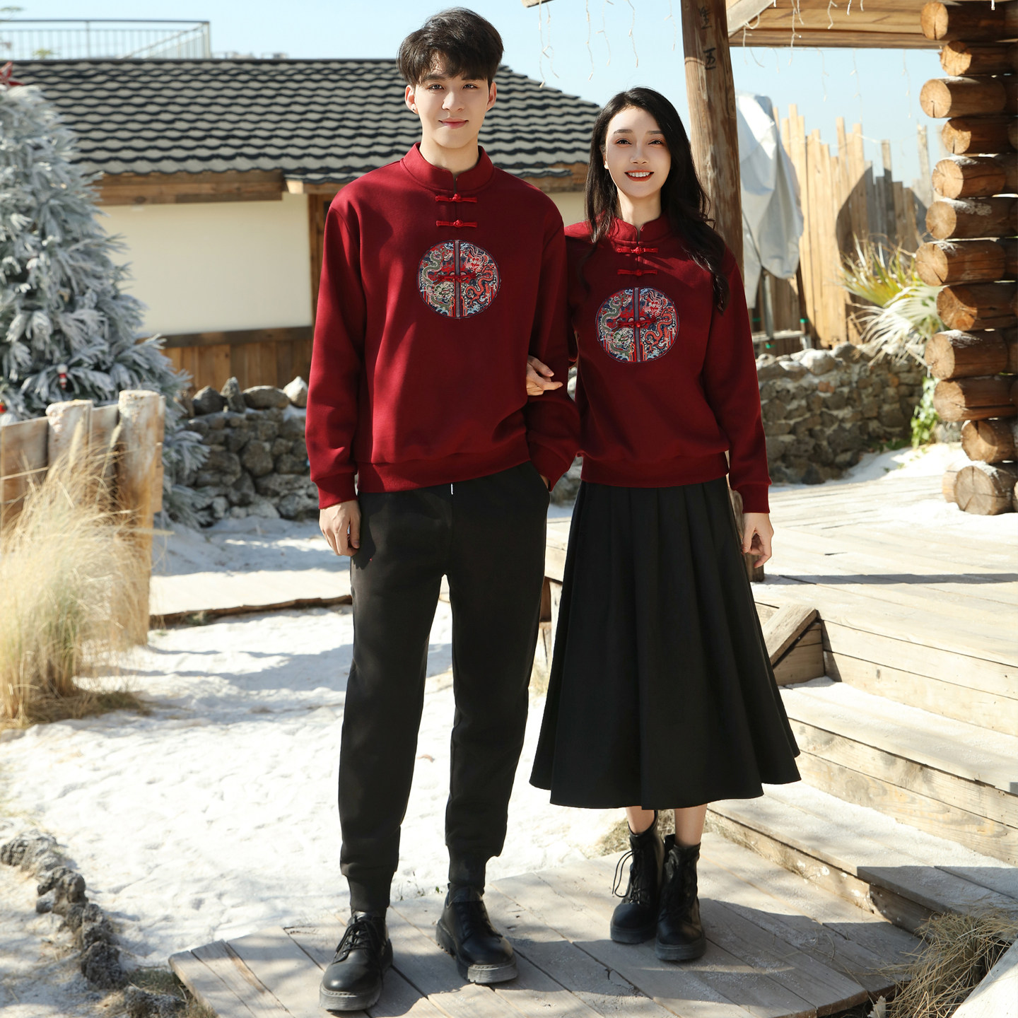 亲子装秋冬中国风汉服卫衣一家三四口家庭套装母女裙子春节表演服,淘宝优惠券,粉丝福利购,淘宝优惠卷