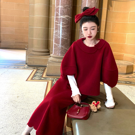 Yu Xiaoping Camellia wool handmade double-sided tweed two-piece set, a beautiful two-piece winter coat for a wealthy daughter