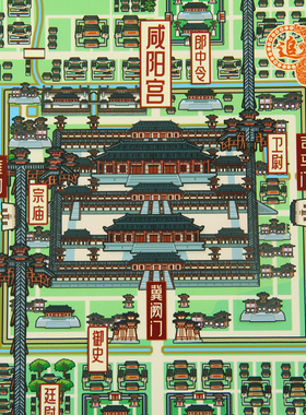 秦咸阳城 历史文创地图 手绘地图 挂画 80X120cm