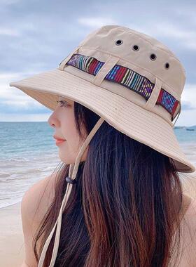 户外渔夫帽女士防晒时尚春夏季