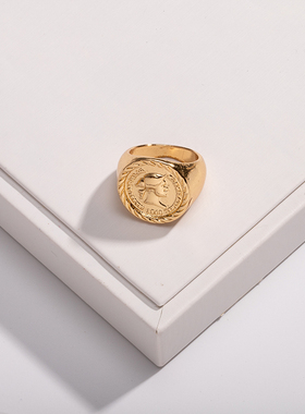 东大门韩国合金脸谱镂空蝴蝶戒指