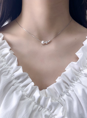 【小众设计】S925纯银珍珠项链女轻奢高级感锁骨链颈链配饰