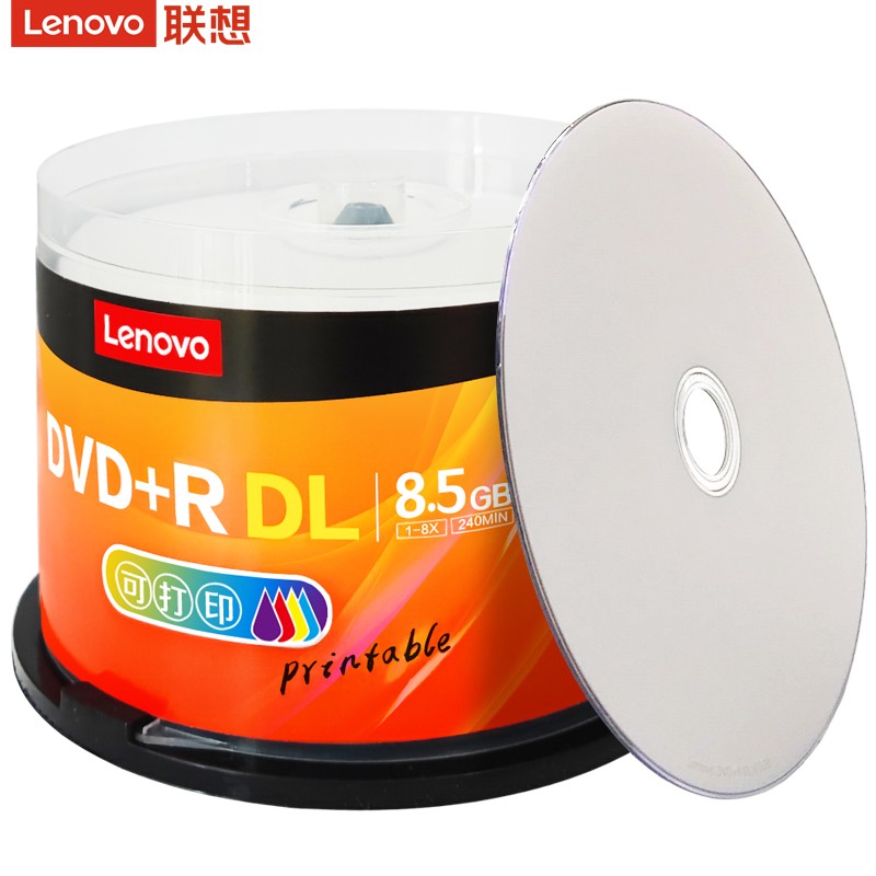 联想（Lenovo）DVD+R DL 8.5G可打印刻录盘8X 8.5G大容量空白光盘-图0