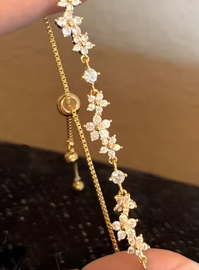 Zircon Slide Bracelet Necklace Women Adjustable Jewelry
