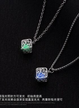 会发光的生命树夜光镂空钛钢项链男潮土酷女吊坠创意百搭轻奢挂饰