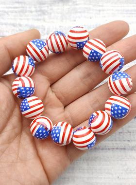 小额2022新款美国国旗棒球垒球篮球足球排球木珠手链串珠手环