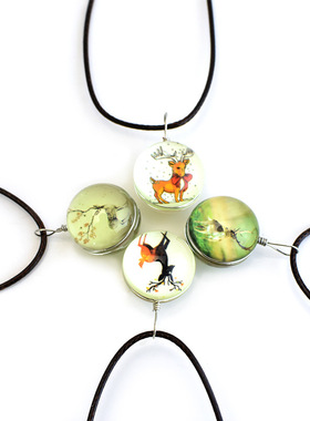 韩版wish简约月光石麋鹿项链 梅花鹿吊坠夜光星空锁骨链学生 森系