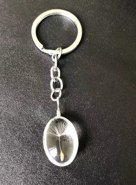 蒲公英时光宝石项链心形圆形椭圆四叶草蕾丝花双面宝石水晶吊坠