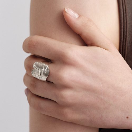 SALE E PEPE胡椒盐 纯银拥抱戒指 新年圣诞生日礼物 - 图2