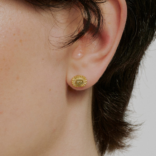 SALE E PEPE 胡椒盐 纯银小海神耳钉 镀金 - 图3