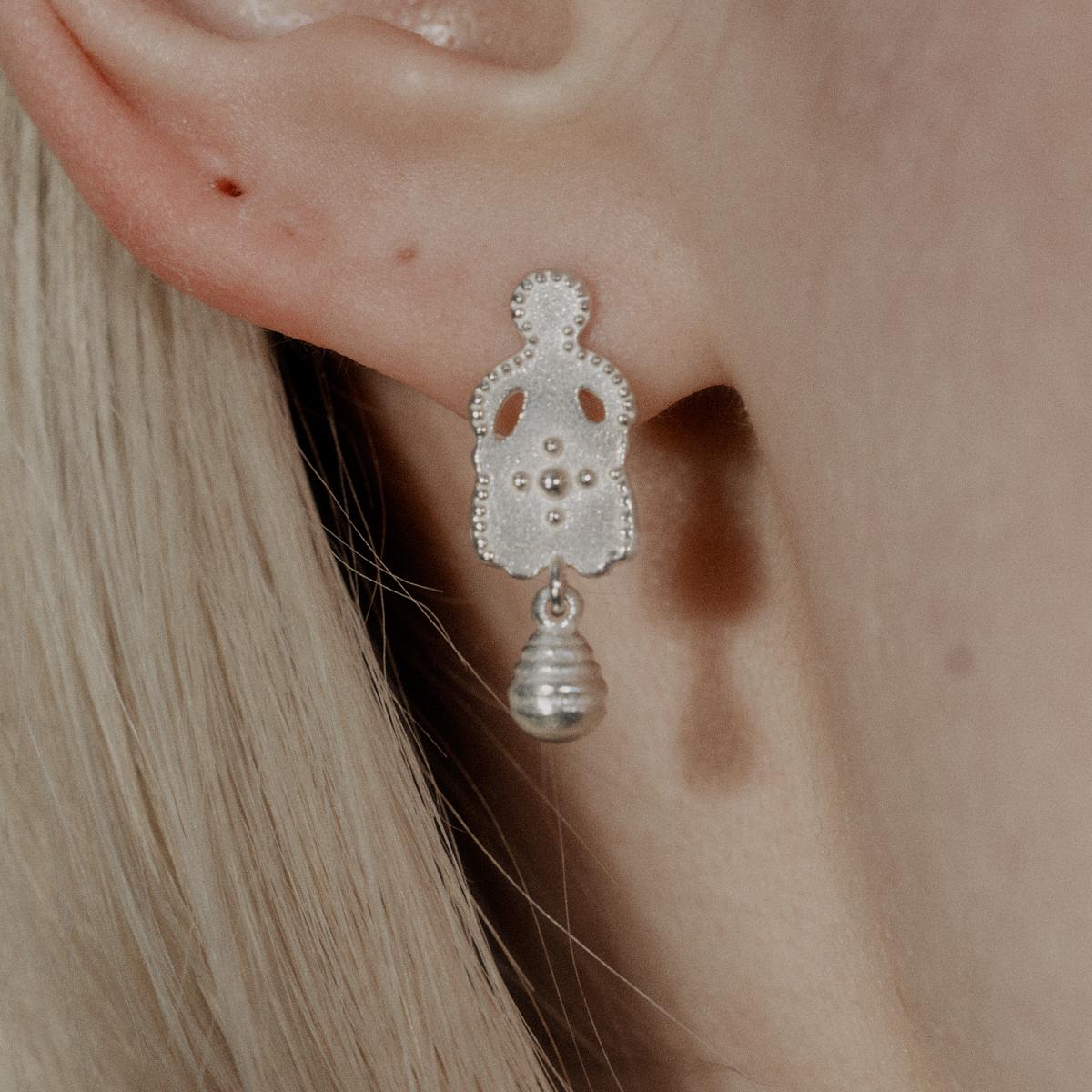 SALE E PEPE 胡椒盐 纯银冥想人吊坠耳环 - 图3