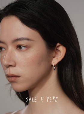 【欧阳娜娜同款】SALE E PEPE胡椒盐纯银蔷薇石心锁耳环七夕礼物