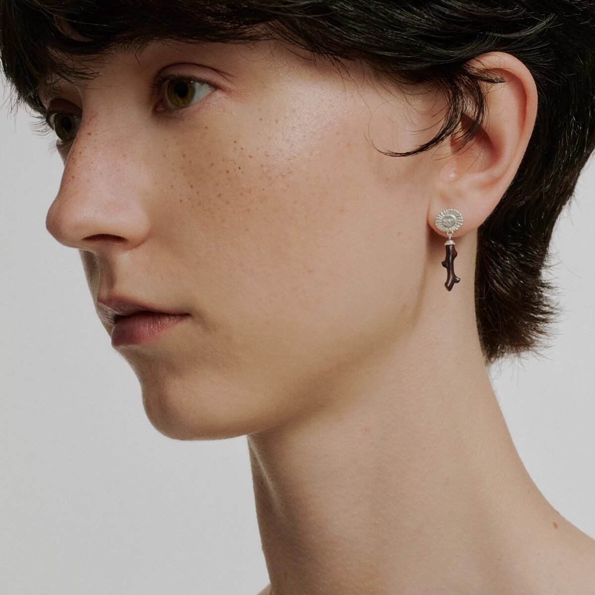 SALE E PEPE 胡椒盐 纯银珊瑚耳钉  黑网格石彩虹石石英岩,淘宝优惠券,粉丝福利购,淘宝优惠卷