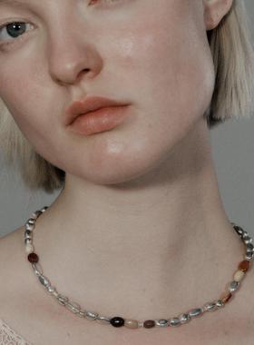 SALE E PEPE胡椒盐 纯银蛋黄石串珠项链