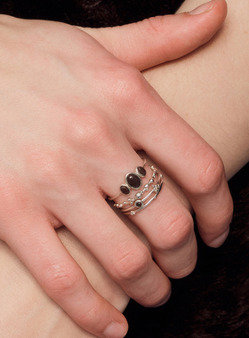 SALE E PEPE胡椒盐·纯银小葡萄组合戒指 镀金