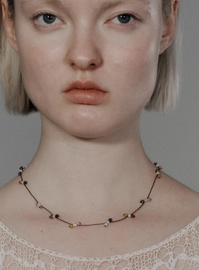 SALE E PEPE胡椒盐 纯银蛋黄石编织项链