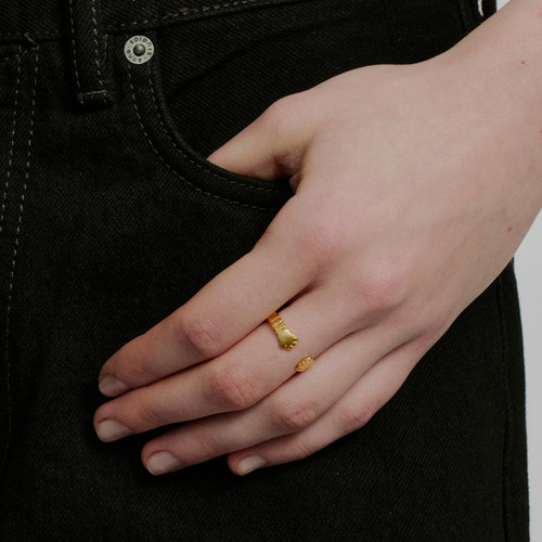 SALE E PEPE 胡椒盐 纯银抱抱戒指 镀金 - 图3