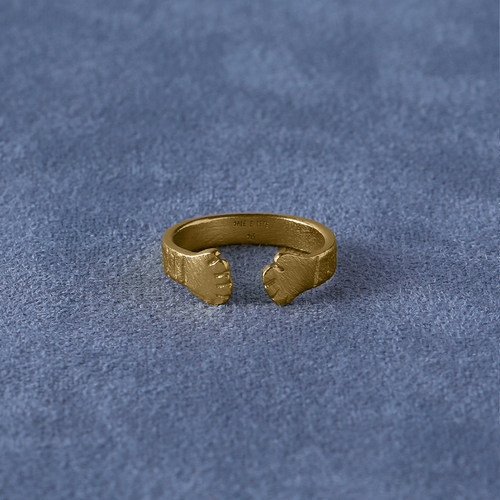 SALE E PEPE 胡椒盐 纯银抱抱戒指 镀金 - 图0