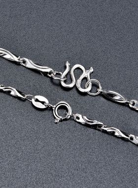 纯正925纯银项链男女镀白金锁骨链加粗加长元宝链40/45/50/55配链