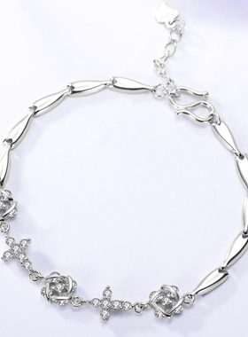 纯正s925纯银十字架女生日手链