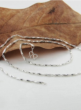 真品纯银水波纹瓜子满天星项链