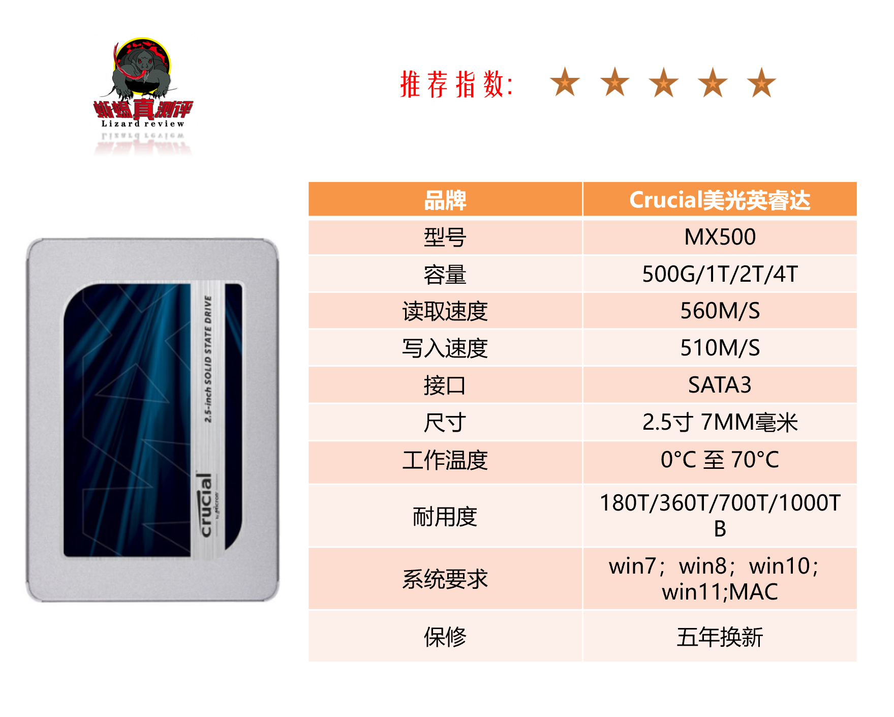 美光英睿达Crucial  mx500 2T 4T 1T固态硬盘SSD SATA台式机电脑 - 图3