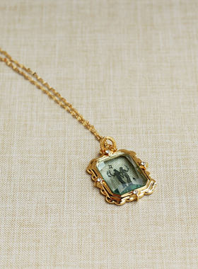 长方形相框星座透明吊坠项链颈链优雅百搭高级感个性时尚