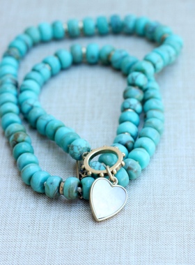 SD松石色项链颈链女欧美饰品配饰白色贝壳心形吊坠休闲个性