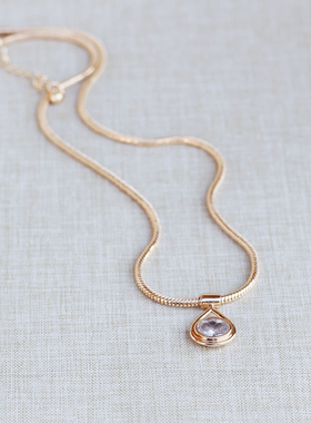 欧美时尚个性简约金属风三色水滴金银黑色亮钻项链锁骨链优雅百搭