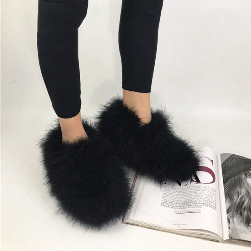 网红秋冬新款女鞋皮草鸵鸟毛加绒女毛毛鞋深口内增高7厘米厚底,淘宝优惠券,粉丝福利购,淘宝优惠卷