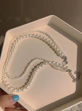 复古宫廷风双层珍珠项链~高级感百搭港风ins颈链choker项圈锁骨链