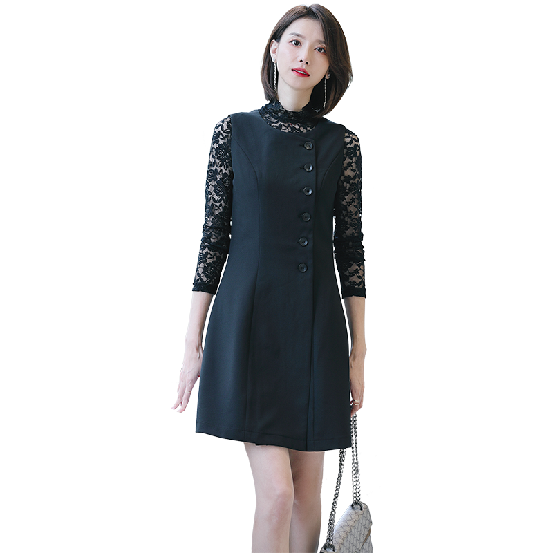 名人瑞裳2018新款初秋纯色连衣裙 名人瑞裳连衣裙