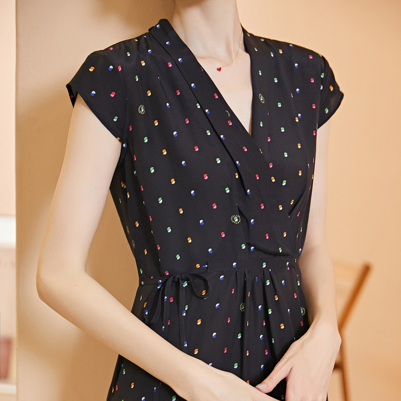 名人瑞裳2019夏新款真丝高贵连衣裙 名人瑞裳连衣裙